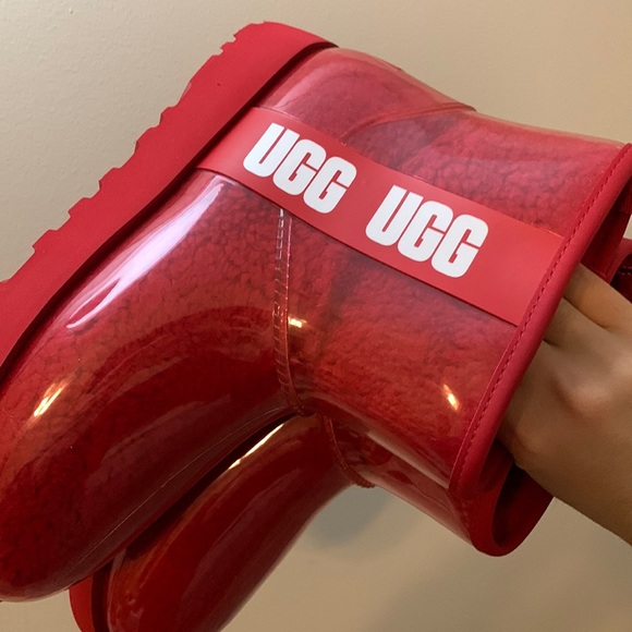 Ugg Red Mini Clear and Sherpa Filled Boots - Picture 15 of 17